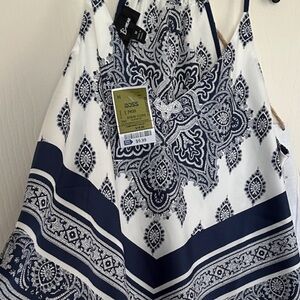 Blue, Navy and White Camisole Top